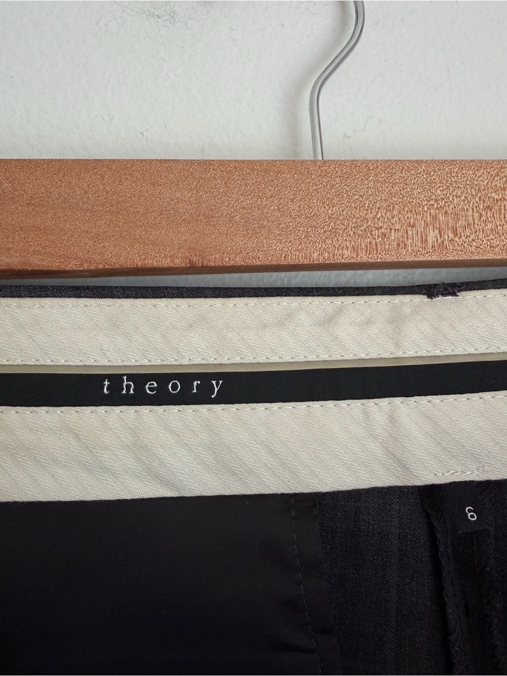 Theory Demetria Wool Plaid Trouser Pants in Grey - Picture 5 of 5